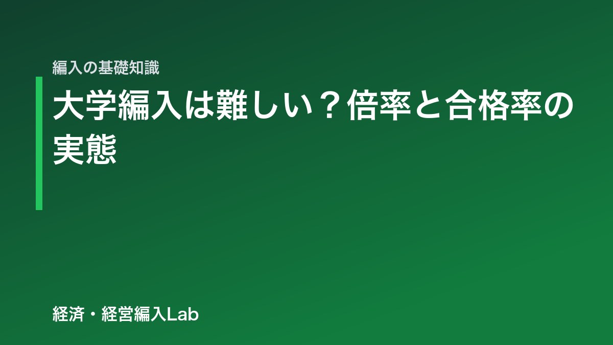大学編入は難しい？倍率・合格率の実態と受かる人の共通点